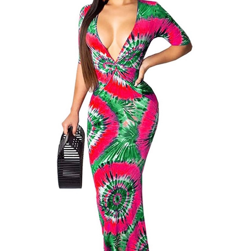 🏝Tropical Long Bodycon Maxi Dress